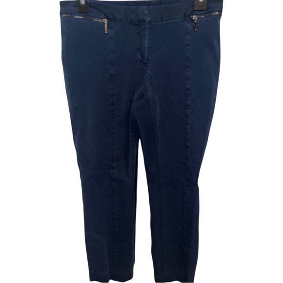 🩵 Alfani Women’s Navy Blue Zip Up Seamed Pants SIZE 6 SHORT - Picture 1 of 10